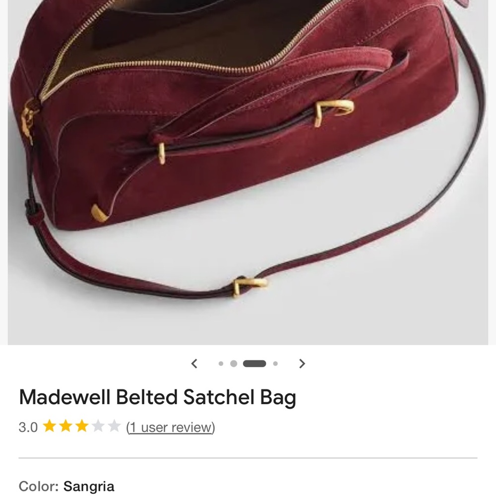 Madewell Burgundy Belted Satchel - Picture 2 of 7
